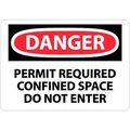 National Marker Co NMC OSHA Sign, Danger Permit Required Confined Space Do Not Enter, 10in X 14in, White/Red/Black D360PB